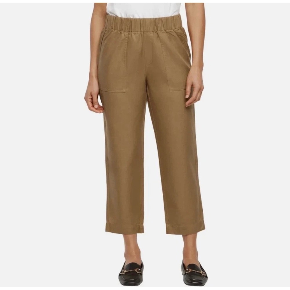 NWT Banana Republic Tapered Crop Pant XXL Tan Brown Linen Lyocell High Rise Chic
